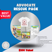 Advocate Rescue Pack for sharing BaxterDog books and mission gifts
