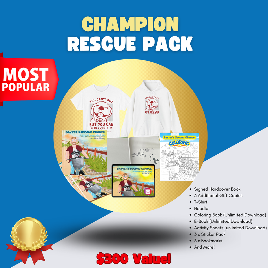 Champion Rescue Pack for BaxterDog mission gifts and story sharing