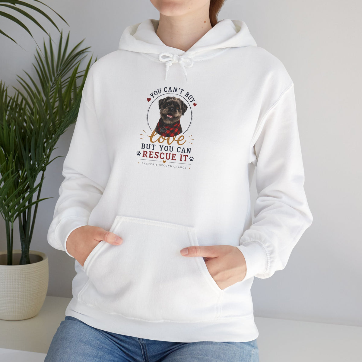 Rescue Dog Hoodie – "You Can't Buy Love But You Can Rescue It" Graphic