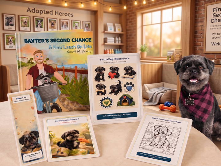 BaxterDog rescue pack with book and mission extras