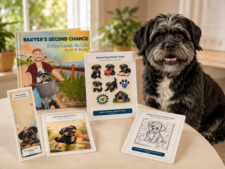 BaxterDog rescue pack with book and mission extras